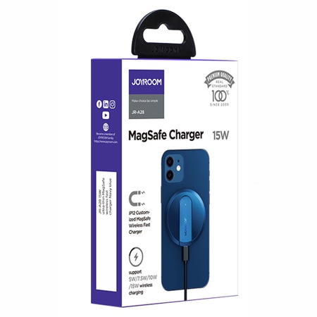 Беспроводное зарядное устройство MagSafe JOYROOM JR-A28 MagSafe для iPhone+Airpods 1xUSB-C с Кабелем Type-C - Type-C, 2.4A, 15W, темно-синий фото