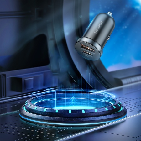 Автомобильное зарядное устройство BOROFONE BZ22 Scenery, 1xUSB + 1xUSB-C, 30W, черный фото