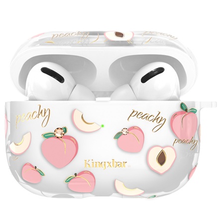 Чехол пластиковый Kingxbar со шнурком для Airpods Pro, прозрачный, персики (4) фото