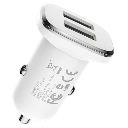 Автомобильное зарядное устройство BOROFONE BZ12 Lasting power, 2xUSB, 2.1A, белый фото