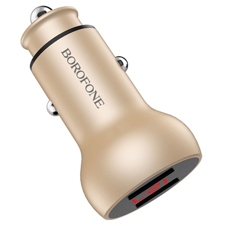 Автомобильное зарядное устройство BOROFONE BZ9A Wise route, 2xUSB, 3.1A, золотой фото