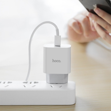 Сетевое зарядное устройство HOCO C76A Plus Speed 1xUSB-C, 3A, 20W, белый фото