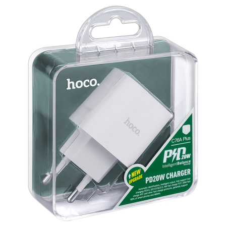 Сетевое зарядное устройство HOCO C76A Plus Speed 1xUSB-C, 3A, 20W, белый фото