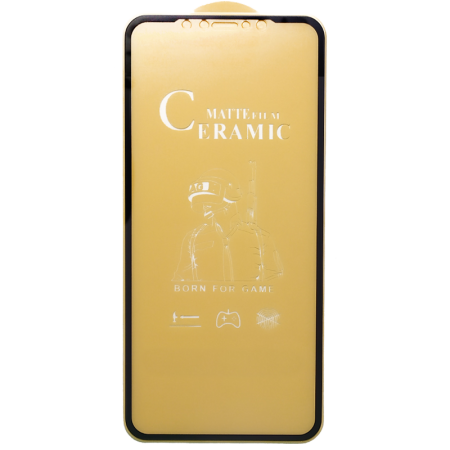Защитная пленка Ceramics для iPhone 12 Pro Max 6.7", гибкое матовое, прозрачный+черная рамка фото