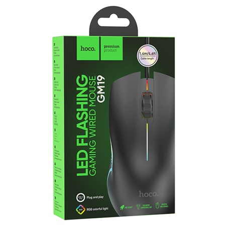Мышь проводная HOCO GM19 Enjoy, USB, черный