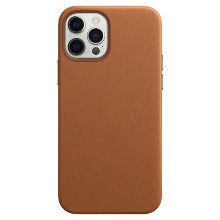 Чехол Leather Case MagSafe для iPhone 12/12 Pro 6.1", коричневый (5) фото