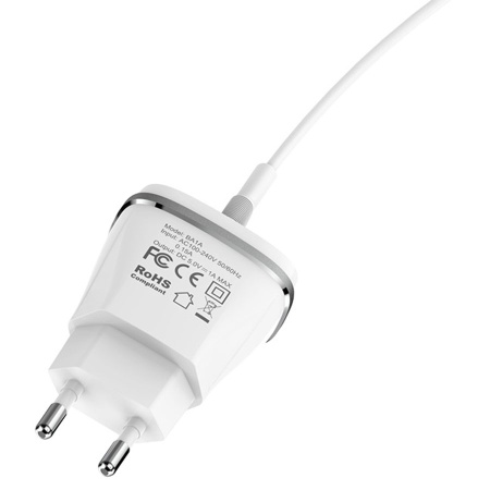 Сетевое зарядное устройство BOROFONE BA1A Joyplug 1xUSB с Кабелем USB - Lightning, 1A, белый фото