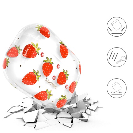 Чехол пластиковый Kingxbar со шнурком для Airpods Pro, прозрачный, клубника (2) фото