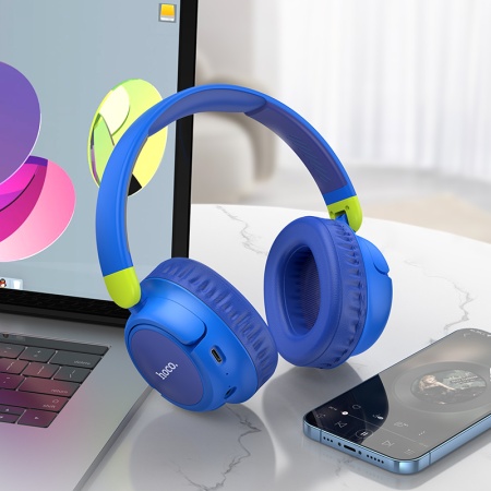 Беспроводные наушники накладные HOCO W43 Adventure, Bluetooth, синий фото