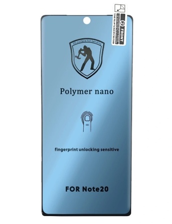 Защитная пленка Polymer nano для Samsung Note 20, Full Glue 3D, чувствителен к отпечатку, прозрачный+черная рамка фото