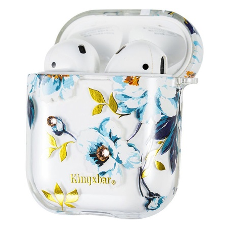 Чехол пластиковый Kingxbar со шнурком для Airpods 2, прозрачный, гардения (20) фото