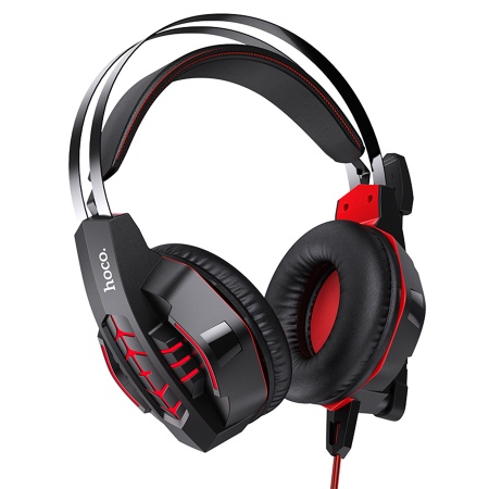 Проводные наушники HOCO W102 Cool tour gaming, USB+Jack 3.5mm, 2 м, красный фото