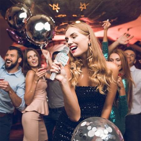 Микрофон беспроводной HOCO BK5 Cantando, Bluetooth, синий фото