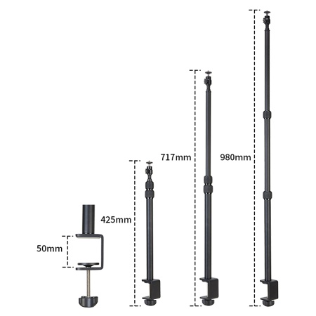 Штатив-струбцина JMARY MT-49, настольный, 42,5 - 98 см, черный фото