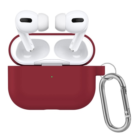 Чехол силиконовый с карабином для Airpods Pro, малиновый (13) фото