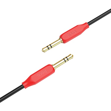 Аудиокабель HOCO UPA11 AUX Jack 3,5 (m) - Jack 3,5 (m), 1 м, черный+красный фото