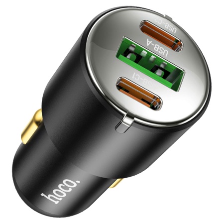Автомобильное зарядное устройство HOCO NZ6, 1xUSB + 2xUSB-C, 45W, черный фото