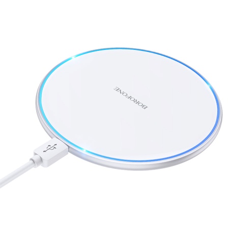 Беспроводное зарядное устройство BOROFONE BQ3 Pro с Кабелем USB - Type-C, 2A, 15W, серебристый фото