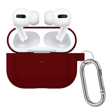 Чехол силиконовый с карабином для Airpods Pro, бордовый (11) фото