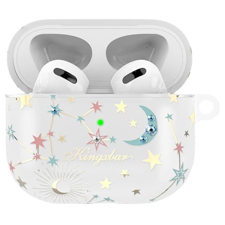 Чехол пластиковый Kingxbar со шнурком для Airpods Pro, прозрачный, звезды (19) фото