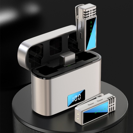 Микрофон петличный беспроводной JMARY MW-15 Lightning, Bluetooth, серый металлик фото