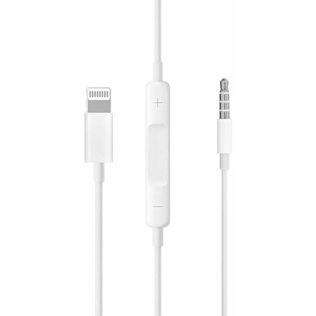 Аудиокабель  MH021 AUX с микрофоном Jack 3,5 (m) - Lightning (m), 1 м, белый фото