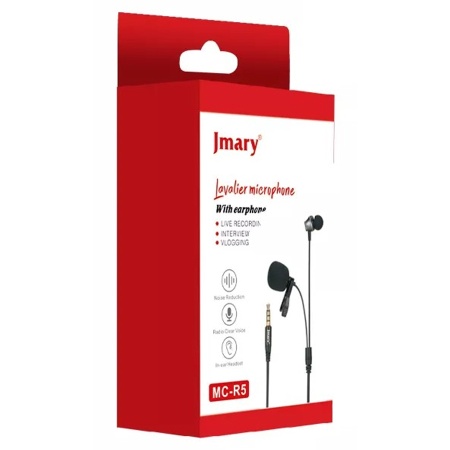 Микрофон петличный проводной JMARY MC-R5, Jack 3.5mm, 3 м, черный фото