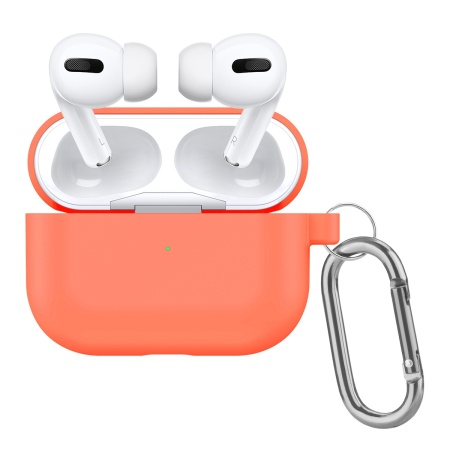 Чехол силиконовый с карабином для Airpods Pro, персиковый (16) фото