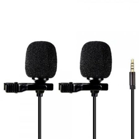 Микрофон петличный проводной CANDC DC-C6DM двойной, Jack 3.5mm, черный фото