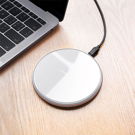Беспроводное зарядное устройство BOROFONE BQ3 Pro с Кабелем USB - Type-C, 2A, 15W, серебристый фото