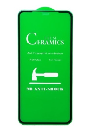 Защитная пленка Ceramics для iPhone 14 Pro Max 6.7", гибкое глянцевое, прозрачный+черная рамка фото