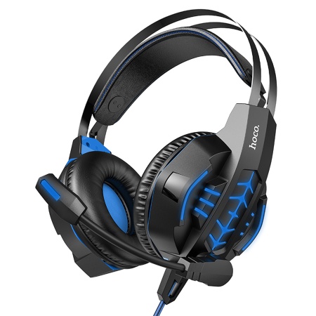 Проводные наушники HOCO W102 Cool tour gaming, USB+Jack 3.5mm, 2 м, синий фото