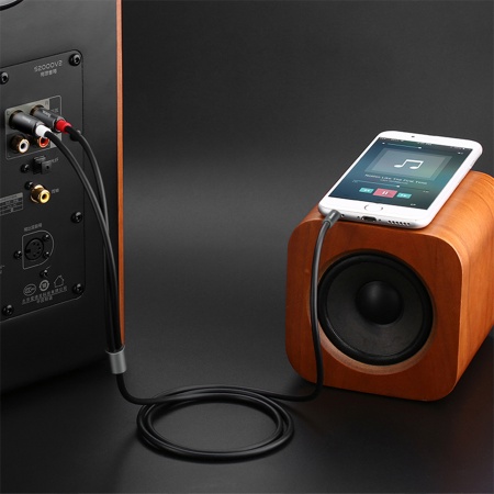 Аудиокабель HOCO UPA10 double lotus AUX Jack 3,5 (m) - RCA (m), 1.5 м, серый металлик фото