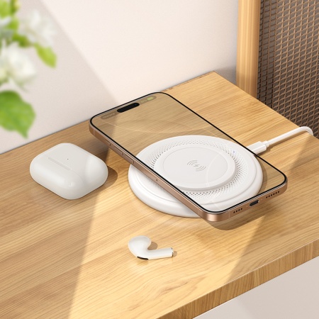 Беспроводное зарядное устройство BOROFONE BQ40 Crown с Кабелем USB - Type-C, 5W/7.5W/10W/15W, белый фото