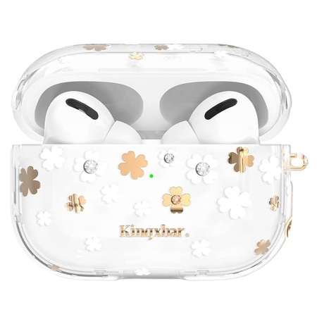 Чехол пластиковый Kingxbar со шнурком для Airpods Pro, прозрачный, клевер (17) фото