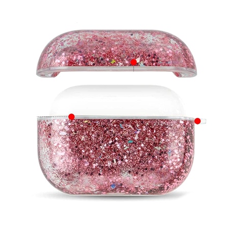 Чехол пластиковый Kingxbar со шнурком для Airpods Pro, прозрачный, фиолетовые блестки (27) фото