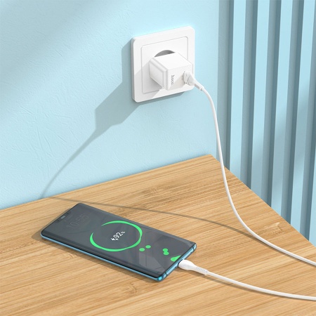 Сетевое зарядное устройство HOCO C98A Proton 1xUSB, 3.0A, 18W, белый фото