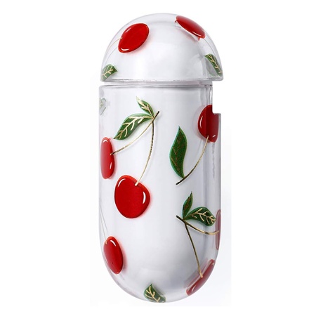 Чехол пластиковый Kingxbar со шнурком для Airpods 2, прозрачный, вишня (5) фото