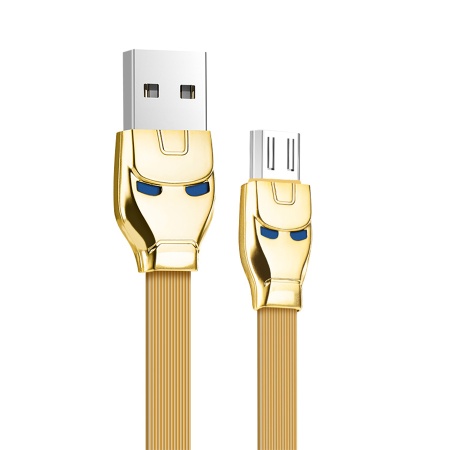 Кабель USB HOCO U14 Steel man USB - MicroUSB, 2.4А, 1.2 м, золотой фото