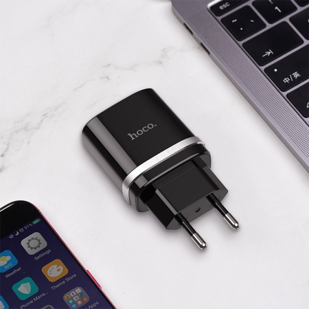Сетевое зарядное устройство HOCO C12Q Smart 1xUSB, 3A, 18W, черный фото