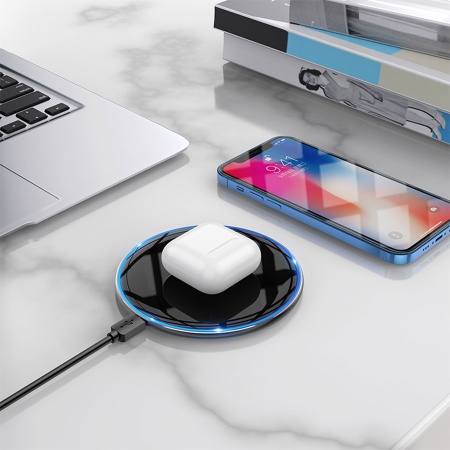 Беспроводное зарядное устройство HOCO CW6 Pro Easy с Кабелем USB - Type-C, 2A, 5W/7.5W/10W/15W, черный фото