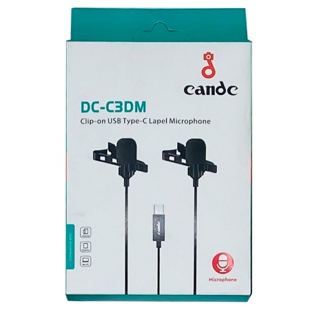 Микрофон петличный проводной CANDC DC-C3DM двойной, Type-C, 6 м, черный фото