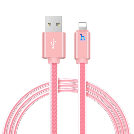 Кабель USB HOCO UPL12 Metal Jelly USB - Lightning, 2.1А, 1.2 м, розовое золото фото