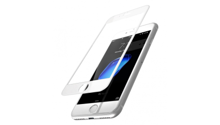 Защитное стекло 10D для iPhone 7+/8+, Full Glue 3D, прозрачный+белая рамка фото