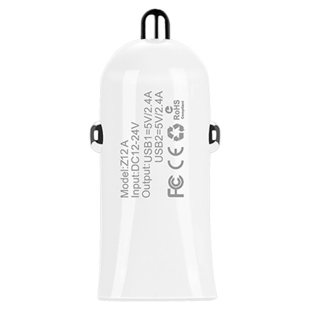 Автомобильное зарядное устройство HOCO Z12 Elite, 2xUSB с Кабелем USB - Lightning, 2.4A, белый фото