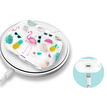 Чехол пластиковый Kingxbar со шнурком для Airpods Pro, прозрачный, фламинго (12) фото