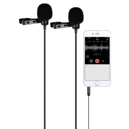 Микрофон петличный проводной CANDC DC-C2 Pro двойной, Jack 3.5mm, 6 м, черный фото