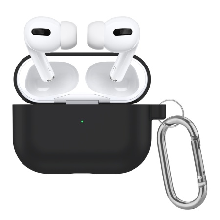 Чехол силиконовый с карабином для Airpods Pro, черный (20) фото