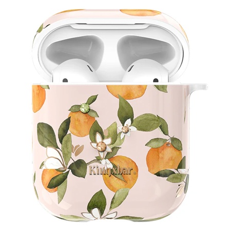 Чехол пластиковый Kingxbar со шнурком для Airpods 2, розовый, апельсины (26) фото