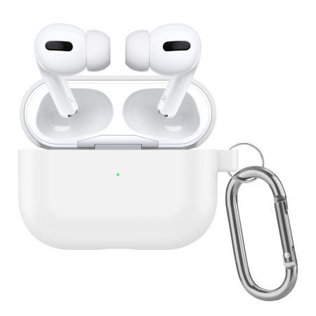 Чехол силиконовый с карабином для Airpods Pro, белый (1) фото
